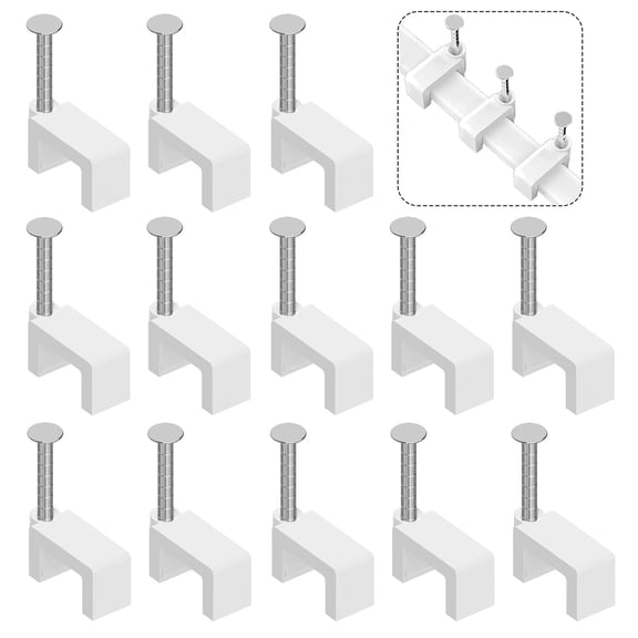 Cable Clips Nail in Cable Clips 100 Pcs 8mm Flat Ethernet Cable Wall Clips Cable Tacks Coax Cable Clip Speaker Wire Clips Cable Nails for Cords Cat5/Cat5e/Cat6/Cat7 RJ45 Cord Clips