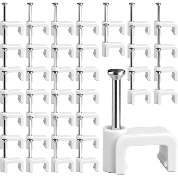 Cable Clips Nail in Cable Clips: 200 Pcs 10mm Cable Clips for Flat Ethernet, TV, Speaker Wire, Wall Tacks for Cat5/Cat5e/Cat6/Cat7 RJ45 Cords, Coax Cable Wall Clip