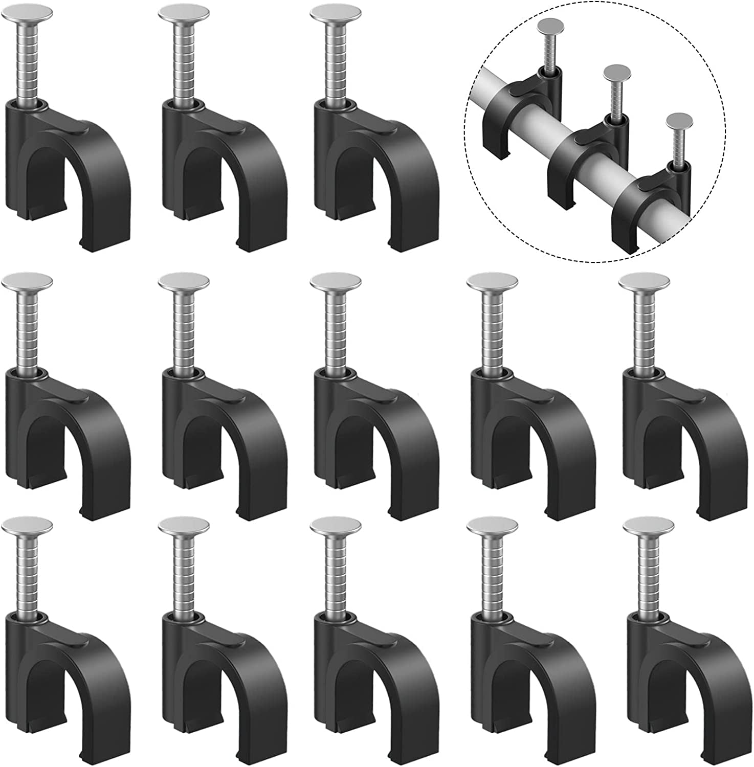 Cable Clips Nail in Cable Clips 100 Pcs 10mm Cable Wire Clips Cable Tacks Coax Cable Clips Speaker Wire Clips Cable