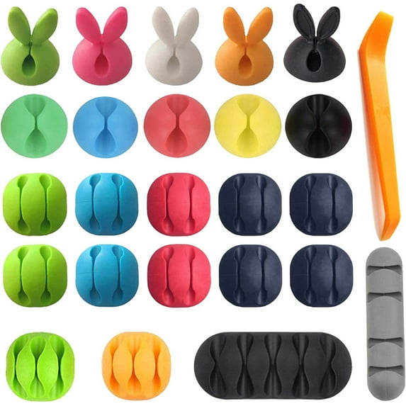 Cable Clips Organizer Adhesive, Colorful Cord Charger Holder Animal Cute Desktop Multipurpose Cable Clips Cable Drop for Home Office Cubicle Car Nightstand Wall Wood Desk TV PC Accessories 25 Pcs