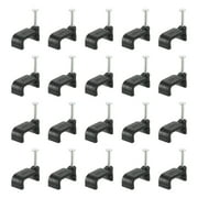 Cable Clips with Steel Nail, 100Pack 14mm/0.55" Plastic Cable Wire Clips, Ethernet Cable Clips Nail in Cable Clips