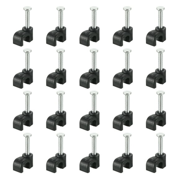 Cable Clips with Steel Nail, 100Pack 4mm/0.16" Plastic Cable Wire Clips, Ethernet Cable Clips Nail in Cable Clips