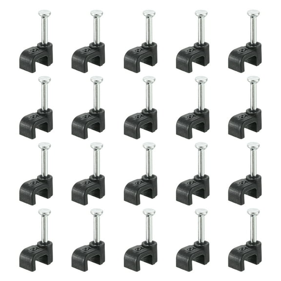 Cable Clips with Steel Nail, 100Pack 5mm/0.2" Plastic Cable Wire Clips, Ethernet Cable Clips Nail in Cable Clips