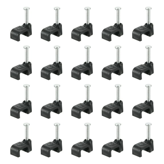 Cable Clips with Steel Nail, 100Pack 6mm/0.24" Plastic Cable Wire Clips, Ethernet Cable Clips Nail in Cable Clips