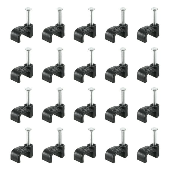 Cable Clips with Steel Nail, 100Pack 7mm/0.28" Plastic Cable Wire Clips, Ethernet Cable Clips Nail in Cable Clips