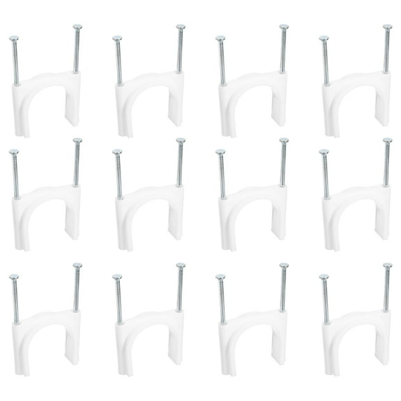 Cable Clips with Steel Nail, 12Pack 40mm/1.57" Plastic Cable Wire Clips, White