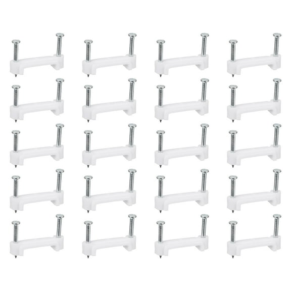 Cable Clips with Steel Nail, 50Pcs 21mm/0.83" Plastic Cable Wire Clips, Ethernet Cable Clips Nail in Cable Clips, White