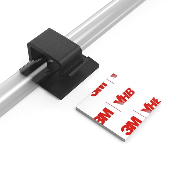 Cable Clips with Strong Self-Adhesive, XIAOXI R Shape Cable Management TV PC Wire Holder Sticky Tidy and Organizer Cord and Wires - 20 Pcs (Black)