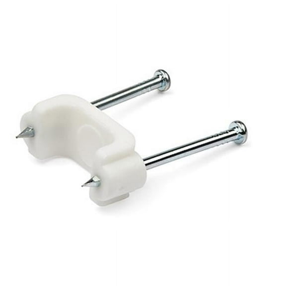 Cable Clips with Two Steel Nails, White - Medium - Pack of 100
