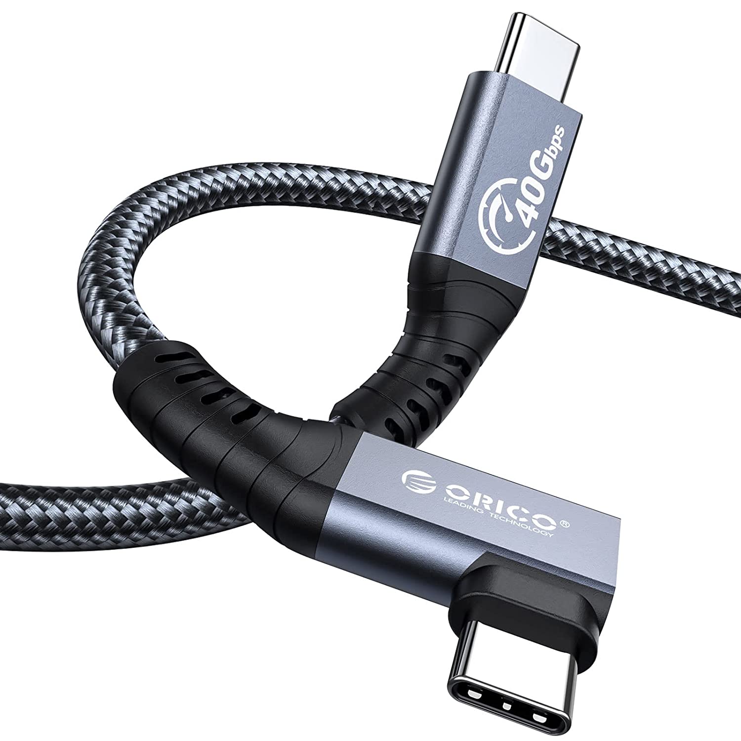 Cable Compatible with Thunderbolt 4 Right Angle 0.98FT, 40Gbps USB C to