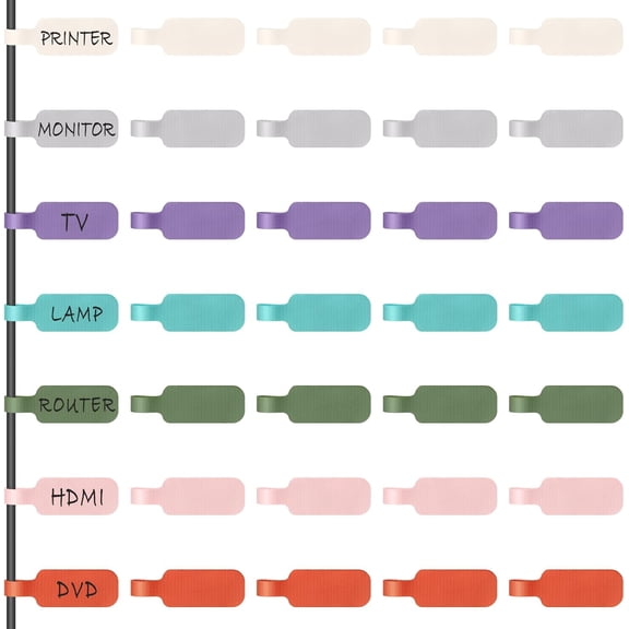 Cable Cord Labels, for Organizing Wires and Identification, Multicolored Handwriting Cable Tags, Reusable - 35 PCS