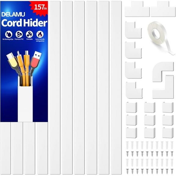 Cable Cover, LazySpin 157in Cord Hider for Wall Mounted TV PVC, White