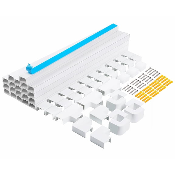 Cable Cover Raceway Kit 20 Pack White Cord Management