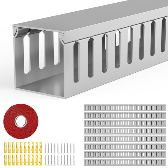 Cable Covers Grey 1.97" Hx1.97"W, 15.4''L(8 Pc) Cord Management