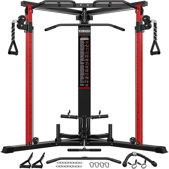 Fitness Cable Crossover Machine,Functional Trainer with High and Low Pulley System for Chest Fly, LAT Pulldown and Seated Cable Row Machine, Smith Machine with Cable Crossover for Home Gym