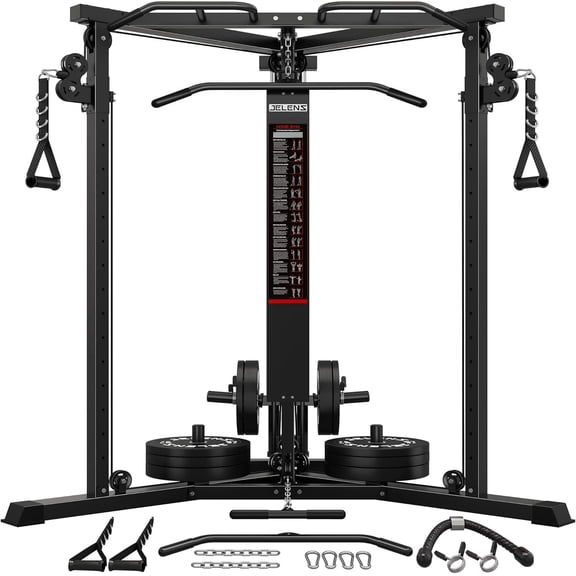 Cable Crossover MachineFunctional Trainer with High and Low Pulley System for Chest Fly, LAT Pulldown and Seated Cable Row Machine, Smith Machine with Cable Crossover for Home Gym