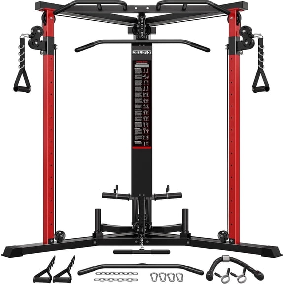 Cable Crossover Machine,Functional Trainer with High and Low Pulley System for Chest Fly, LAT Pulldown and Seated Cable Row Machine, Smith Machine with Cable Crossover for Home Gym