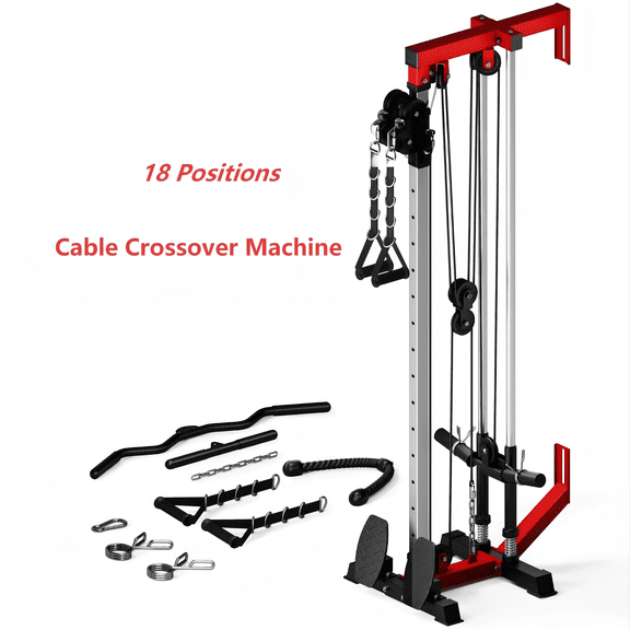 Cable Crossover Machine,Lat Pull D own Machine, Wall Mounted Pulley Tower functional trainer with Adjustable Dual Pulley System, Lat Pulldown Cable Training for Home Gym Fitness