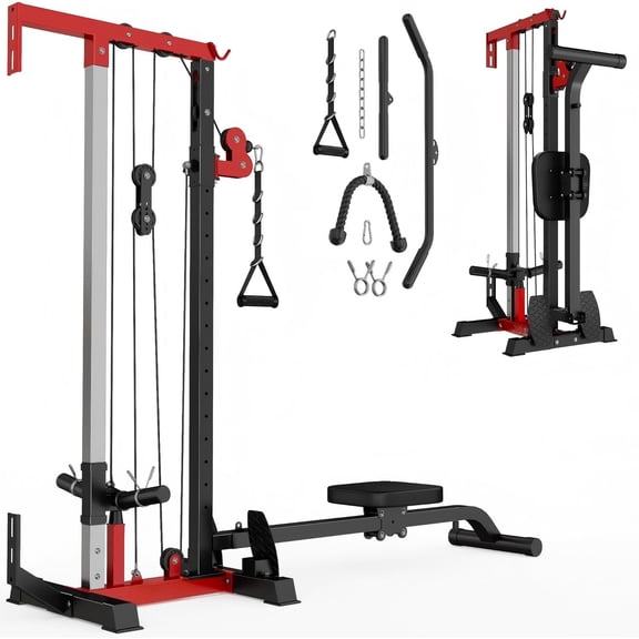 Cable Crossover Machine,Lat Pull Down Machine with Adjustable 16 Positions Dual Pulley System,Wall Mounted Pulley Tower functional traine for Home Gym Fitness