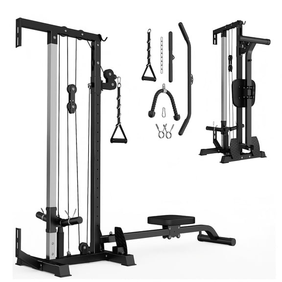 Cable Crossover Machine,Lat Pull Down Machine with Adjustable 16 Positions Dual Pulley System,Wall Mounted Pulley Tower functional traine for Home Gym Fitness