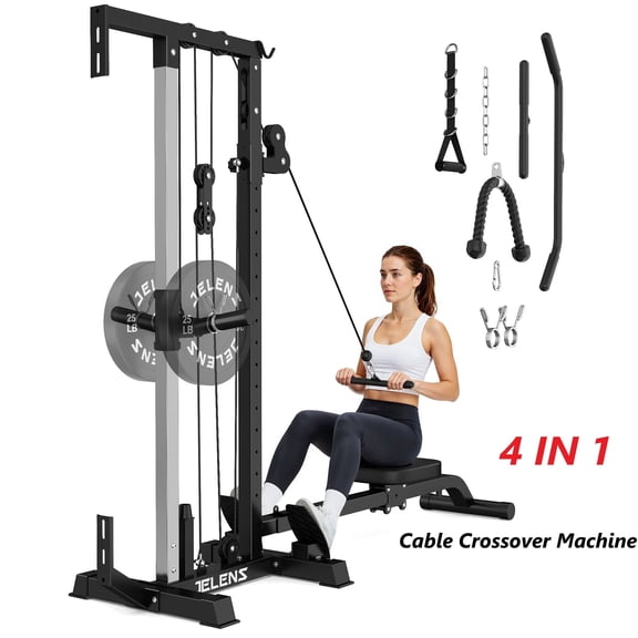 Cable Crossover Machine,Lat Pull Down Machine with Adjustable 16 Positions Dual Pulley System,Wall Mounted Pulley Tower functional traine for Home Gym Fitness