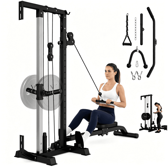 JELENS Cable Crossover Machine, Lat Pull Down Machine for Home Gym, Wall Mounted Pulley Tower functional trainer with 16 Adjustable Positions