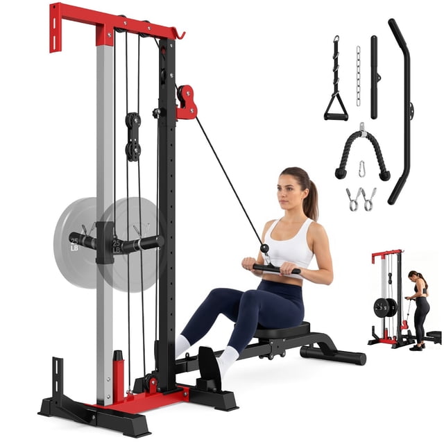JELENS Cable Crossover Machine, Lat Pull Down Machine for Home Gym with 16 Adjustable Positions Cable Row Attachment