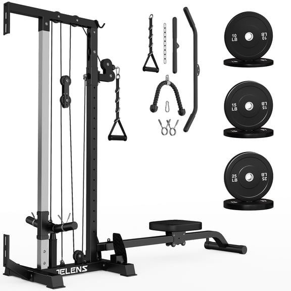 Cable Crossover Machine, Lat Pull Down Machine for Home Gym, Wall Mounted Cable Machine with 16 Adjustable Positions,LAT Tower with Cable Row Attachment