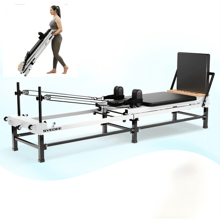 Syedee 91'' Foldable Pilates Equipment for Home Workouts,Pilates Reformer Machine for Home and Gym, Pilates Exercise Equipment with Jump Board, 220lbs resistance 5 Springs