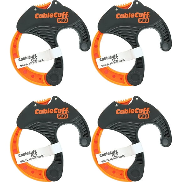 Cable Cuff PRO (4 Pack: 4x Medium 2 Inch Diameter) Adjustable, Reusable, Cable Tie Replacements for Extension Cords or Electronics