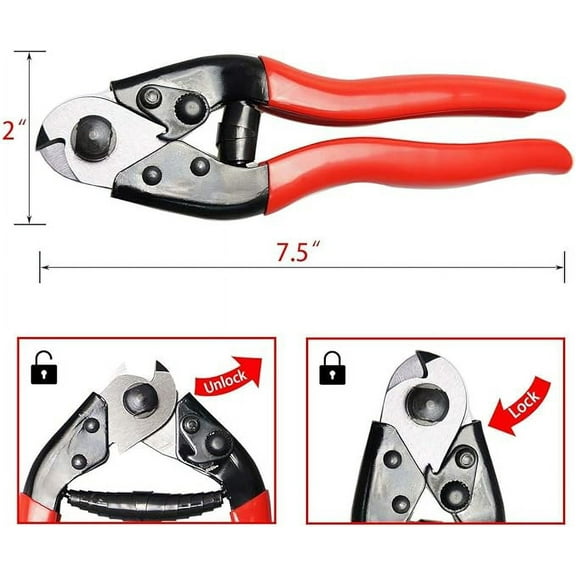Cable Cutter,Heavy Duty Wire Rope Cutter for DIY Projects,Railing,Decking,Wire Seals & Bicycle Cable | Sharp & Precise One-Hand Operation Steel Cable Cutter