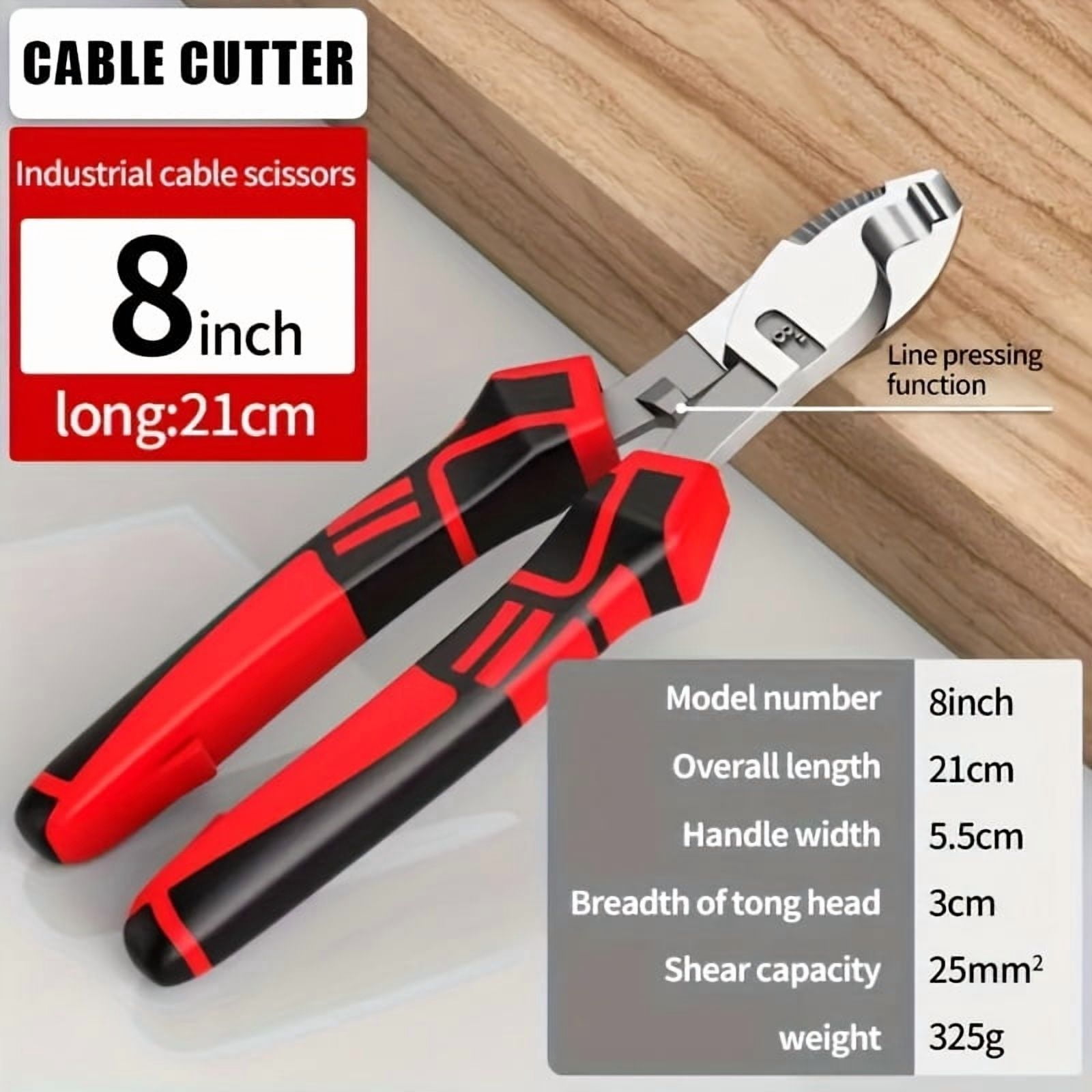 Cable Cutter, Wire Cutters, Manual Wire Stripping and Cutting Pliers, Effort-Saving Mini Electrician's Industrial Cable Cutter, Wire Stripping Shears