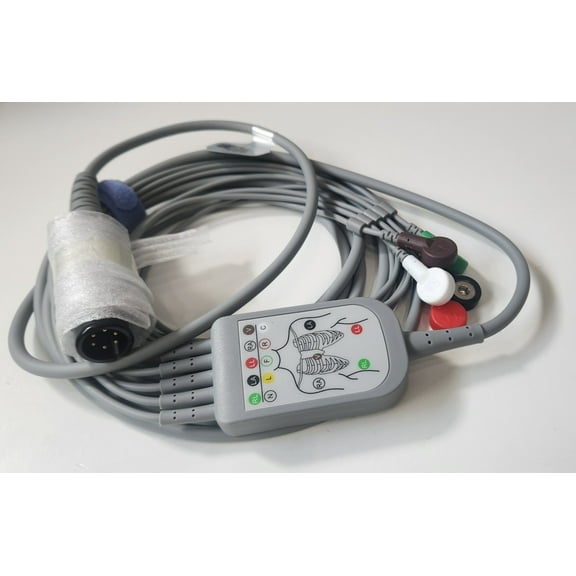 Cable-ECG Cable,5-lead,snap,Defib,AHA,3.5m,reusable / Intergrated Cables