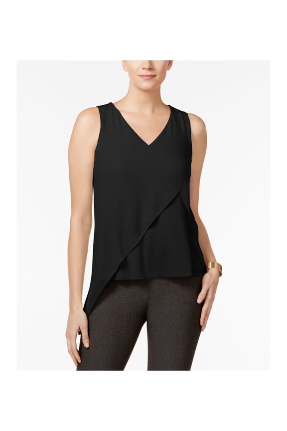 Cable Gauge Mixed Media Asymmetrical Top Black M