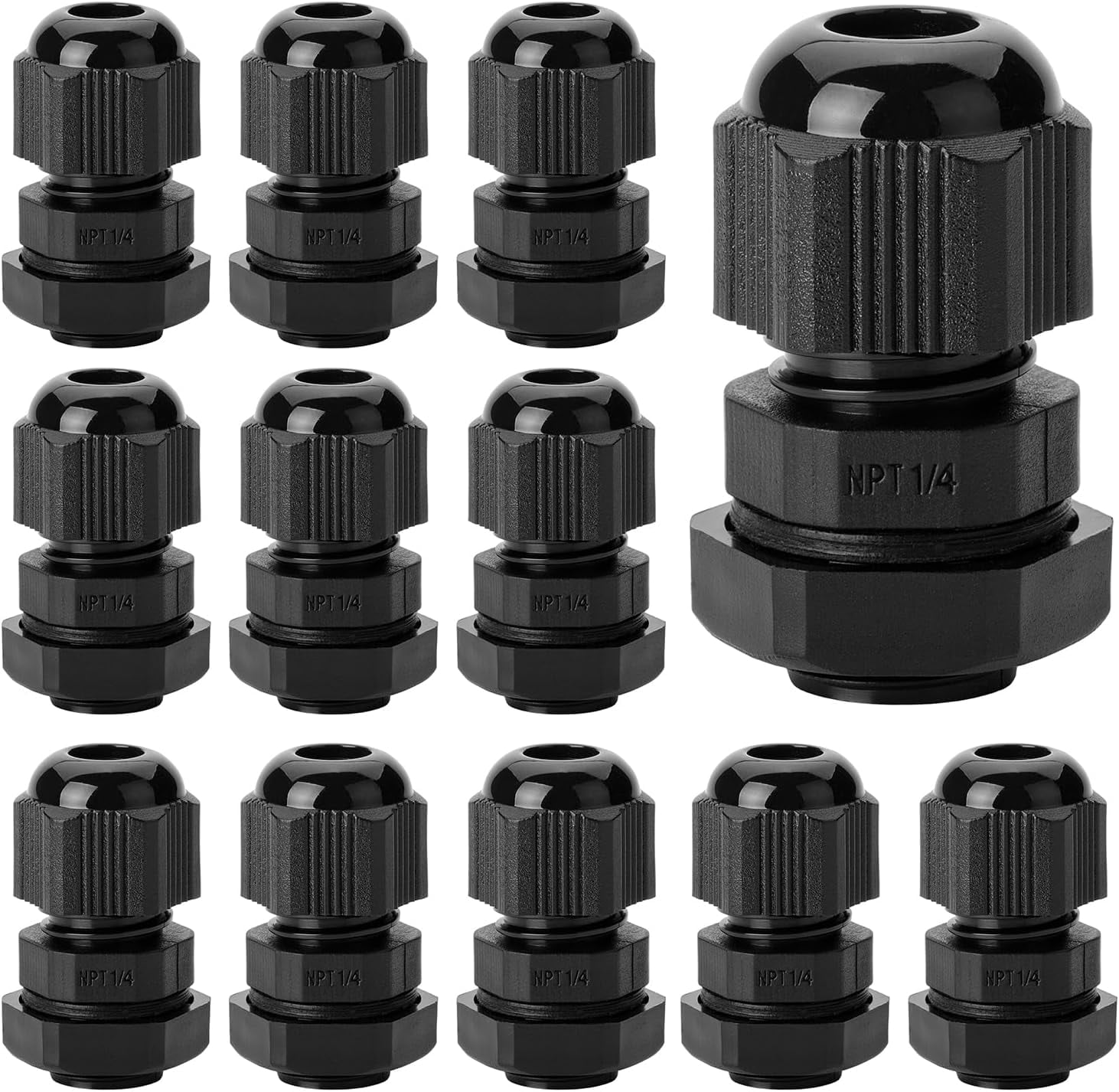5 Glandes étanches NPT1/4 Pour Câbles - Diamètre Fil 3-6,5 Mm - Nylon Verrou Noir - Marque Uxcell