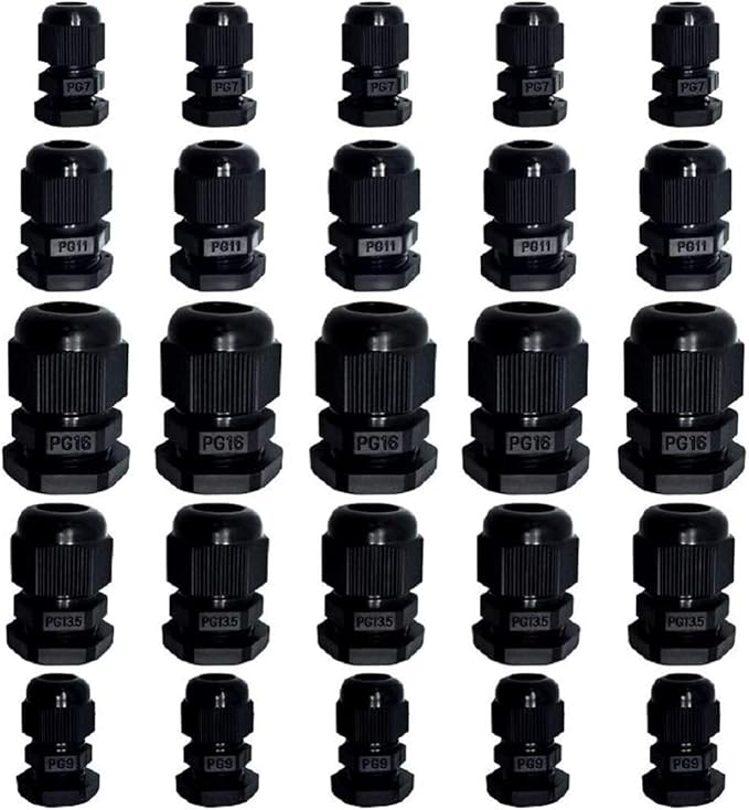MAKERELE PG7 Cable Glands (100pcs) - Nylon Waterproof Wire Connectors For 3.1mm-6.6mm Cables