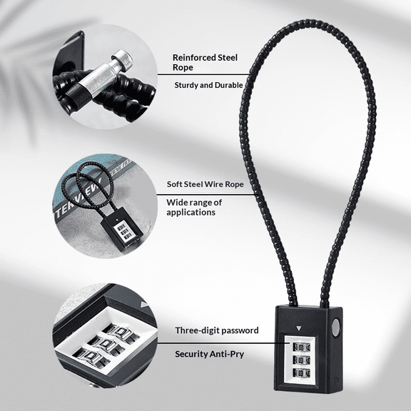 Cable Gun Lock with 3-Digit Combination  Heavy Duty Firearm Safety Lock