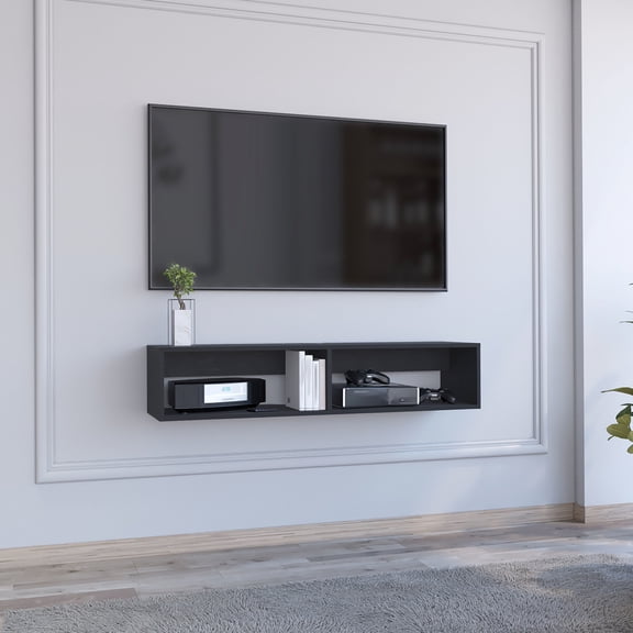 Cable - Hidden System & Open Shelving | For Living Room TVs, Keeps Wires Tidy