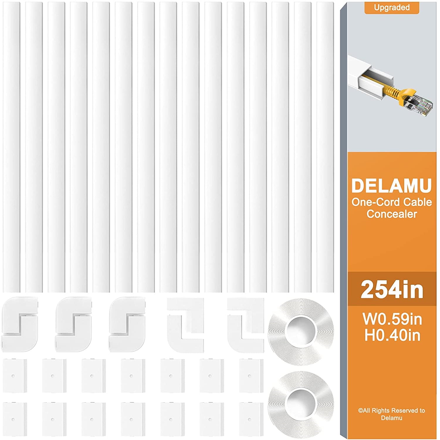 Cord Cover, Delamu 94.5 Cable Hider Wire Covers for Wall Mounted TV, Hide  Cords on Wall, White