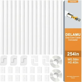Delamu RNAB07GPBJV6K one-cord channel cord hider wall, delamu 157in cable  cover, cable concealer raceway, cable hider, paintable wire covers for w