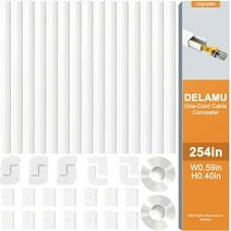 Cable Hider, Delamu 254" Cable Concealer One-Cord Wire Cover for Wall, White