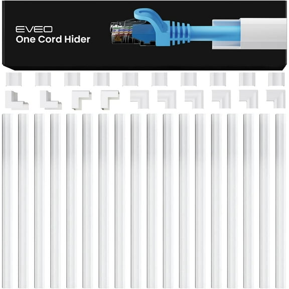 Cable Hider - One Cord Hider 300 Cord Cover Wall Cable Hider, Cable Concealer, Wire Hiders for TV on Wall. Cable Management, Cord Hider Cable Raceway Wire Covers for Cords (White, Small)