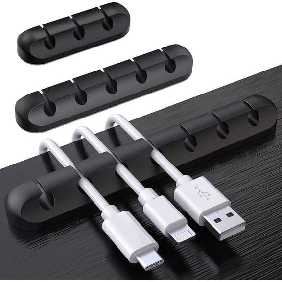 Cable Holder Clips, 3-Pack Cable Management Cord Organizer Clips Silicone Self Adhesive for Desktop USB Charging Cable Nightstand Power Cord Mouse Cable Wire PC Office Home