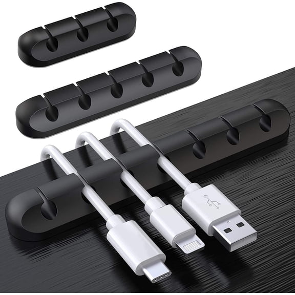 Cable Holder Clips, 3-Pack Cable Management Cord Organizer Clips Silicone Self Adhesive for Desktop USB Charging Cable