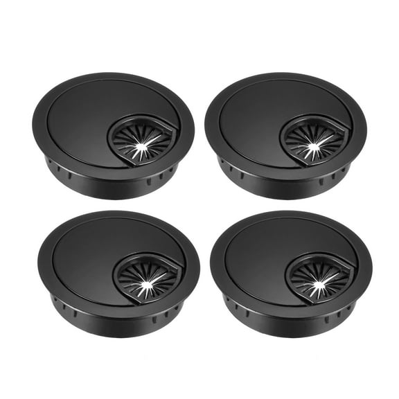 Cable Hole Cover, 2 Inch Zinc Alloy Desk Grommet for Wire Organizer, 4 Pcs (Black)