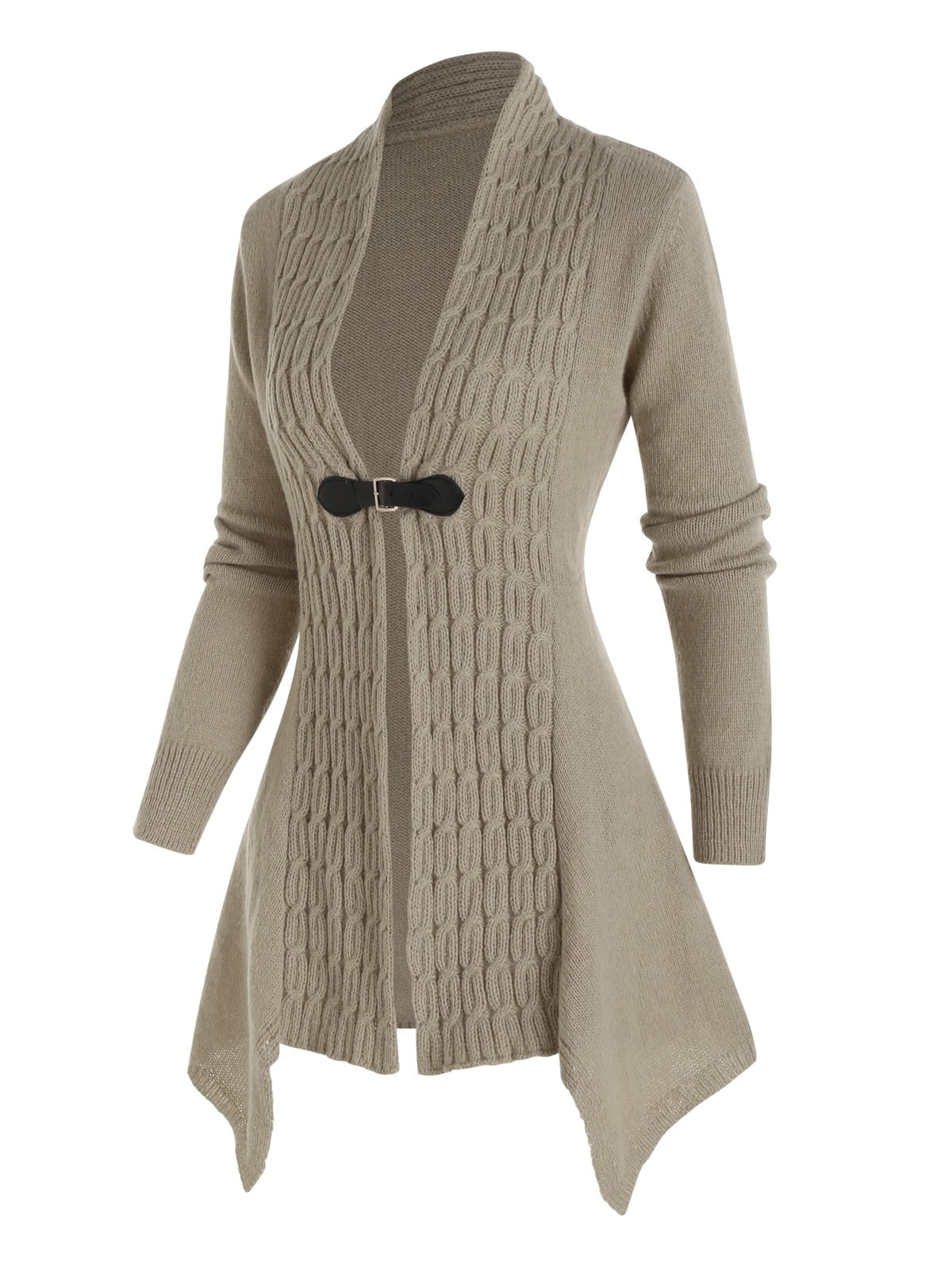 Cable knit shop asymmetrical long cardigan