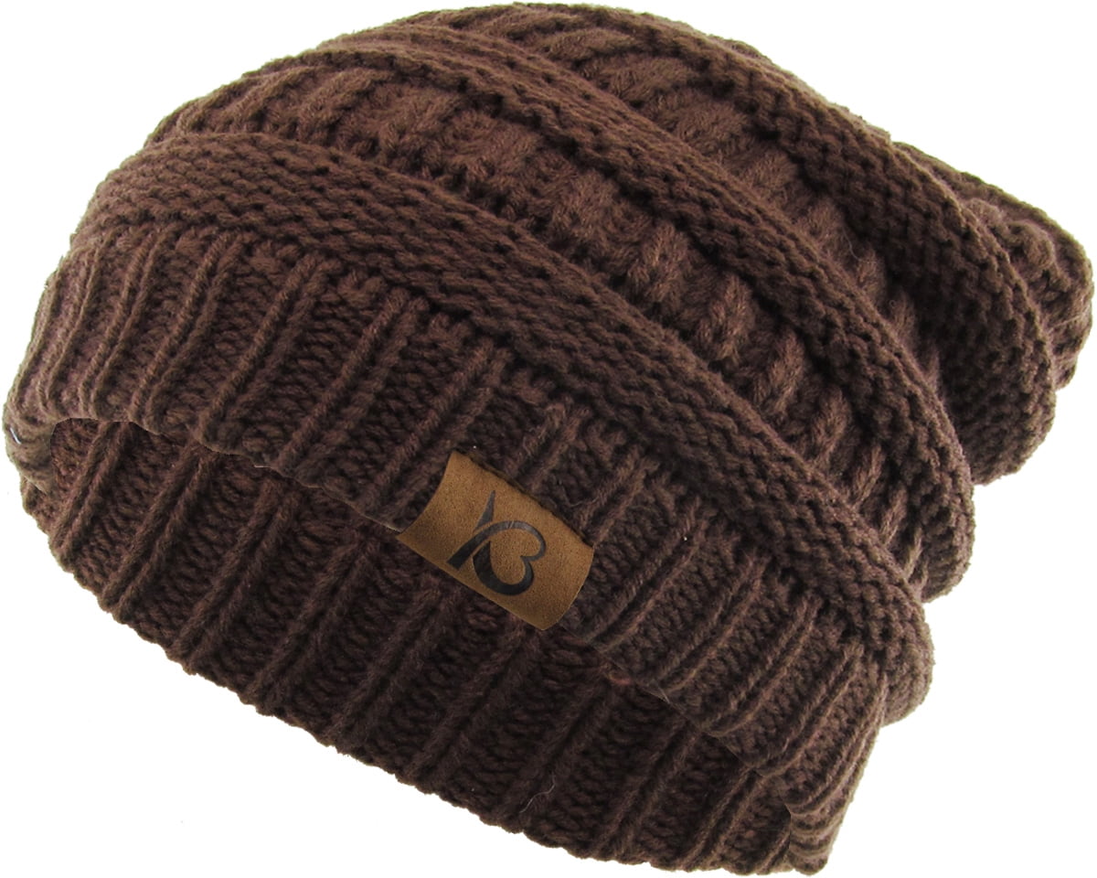 Acrylic Cable Knit Beanie - Thick, Soft & Warm Chunky Beanie Hats Chunky Knit Cable Slouchy Beanie: Unisex Acrylic Winter Hat  main image 4