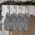 thumbnail image 1 of Cable Knit Christmas Stockings, Acrylic Knitted Xmas Gift Bag with Hanging Loop, Winter Hanging Decor for Mantel Tree Stair Rail Family Home, 1 Pc, 18.1 Inch，Grey, 1 of 4