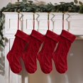thumbnail image 1 of Cable Knit Christmas Stockings, Xmas Gift Bag with Hanging Loop, Winter Home Mantel Tree Stair Decor, 1 Pc, 18.1 Inch，Red, 1 of 5