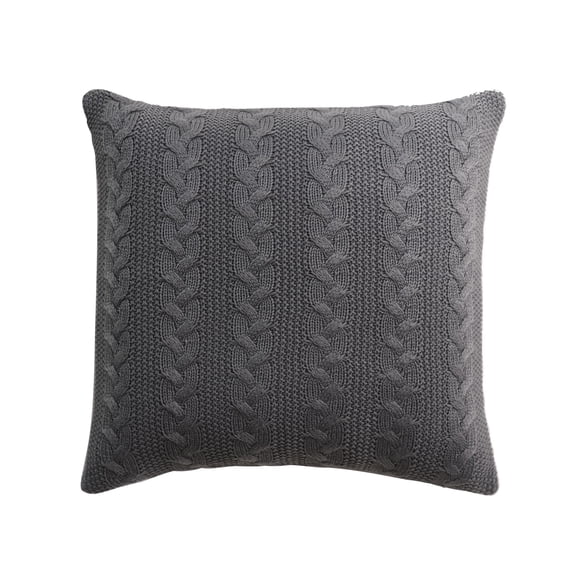 Cable Knit Decorative Gray Throw Pillow